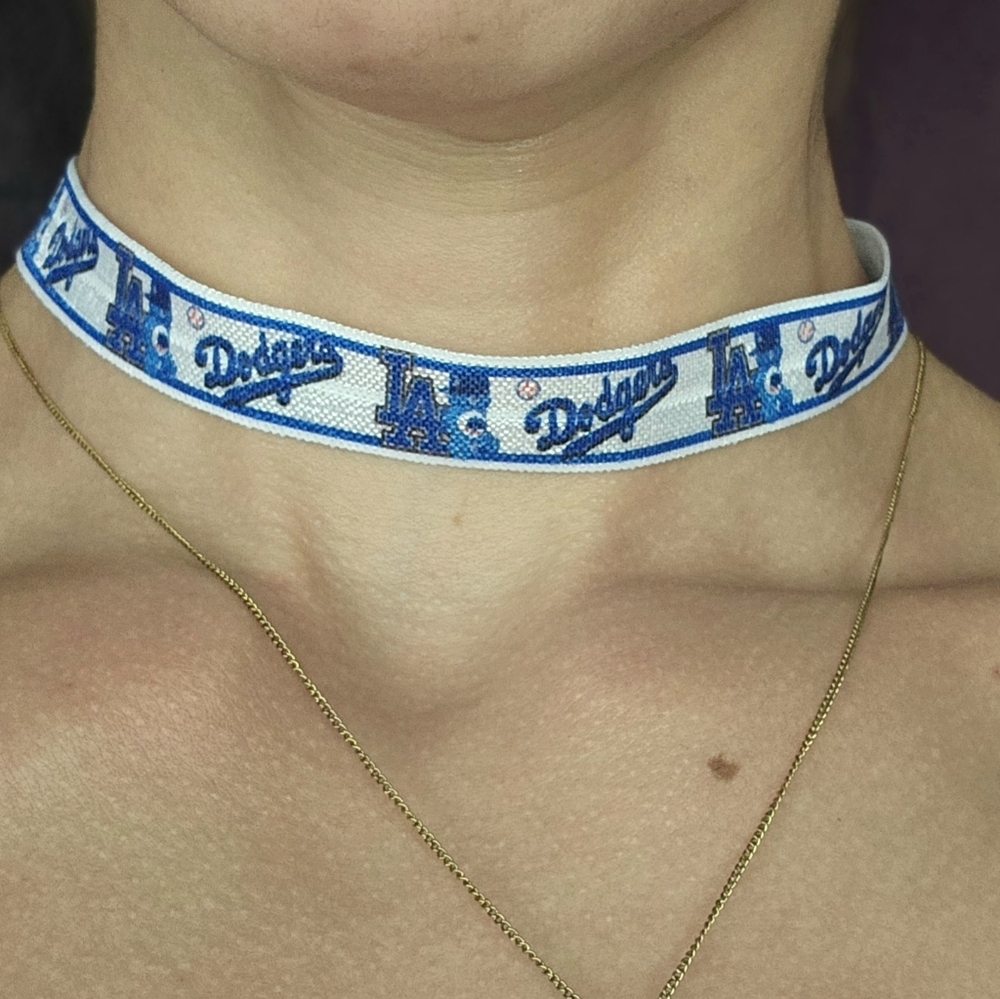 [007] Dodgers & Blue Care Bear Elastic Choker Necklace/XLHairtie